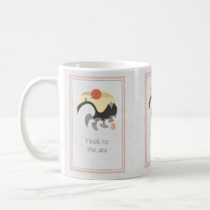 Seagull Circle Big Waves "Ich schaue aufs Meer" Ta Kaffeetasse