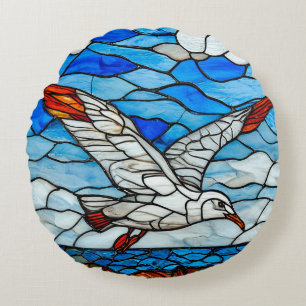 Seagull-Farbglas Rundes Kissen
