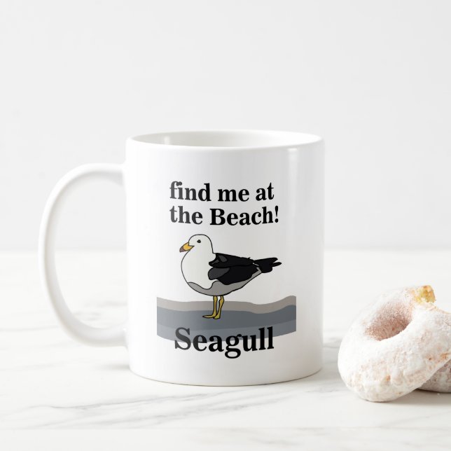 Seagull finden Sie mich im Beach Funny Beach House Kaffeetasse (Mit Donut)