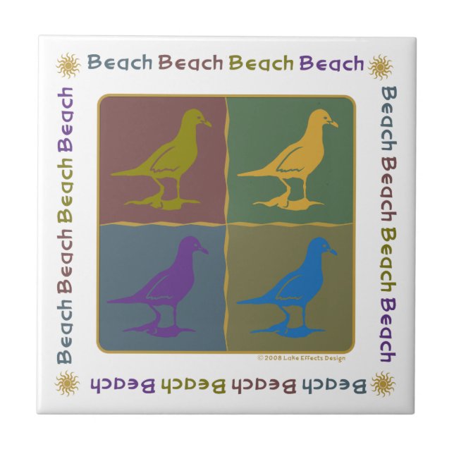 Seagull Graphic Pop Art Style Fliese (Vorderseite)