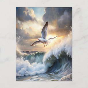 Seagull Höhenwellen Sturmwolken Wolken Ozean Küste Postkarte
