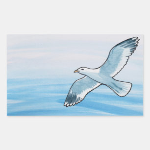 Seagull im Flug Rechteckiger Aufkleber