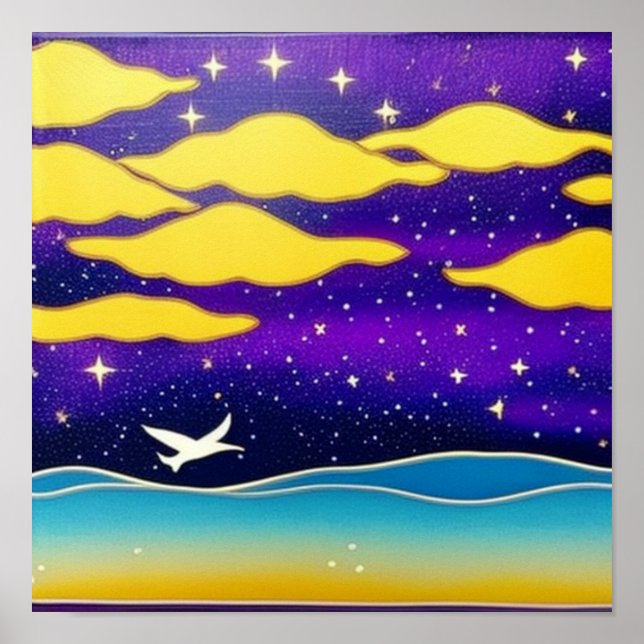 Seagull im Wolkenplakat Poster (Vorne)