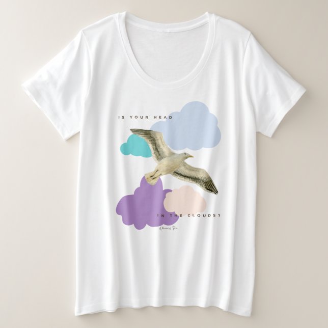 Seagull in den Wolken Große Größe T-Shirt (Design vorne)