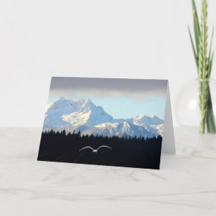 Seagull in Flight, olympische Berge aus Silverda Karte