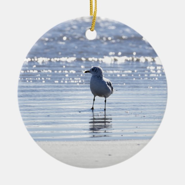 Seagull in Ocean Photo Ornament  (Vorne)