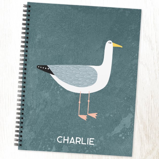 Seagull Küstenvogel Personalisiert Notizbuch (Fun seagull personalized name custom notebook with choice of cover and interior)