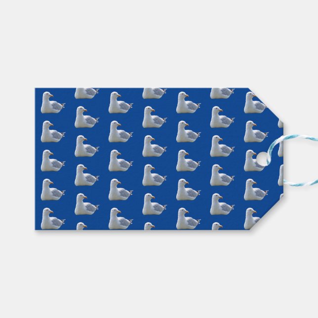 Seagull Lay Down Blue Geschenkanhänger (Vorderseite (Horizontal))