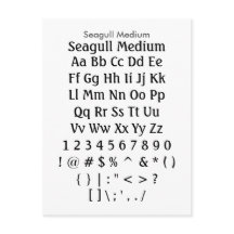 Seagull Medium - Zazzle-Schriftart-Beispielblatt