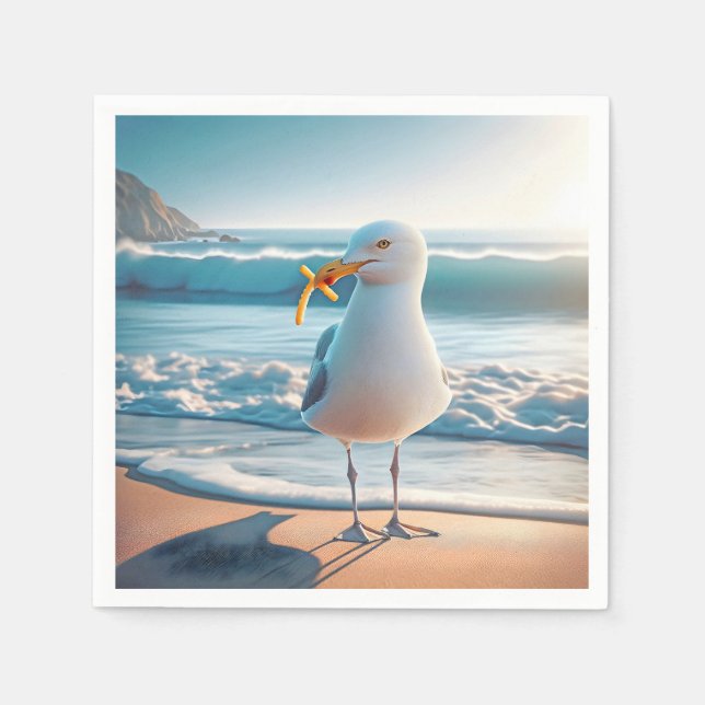 Seagull mit französischen Fries Serviette (Vorderseite)