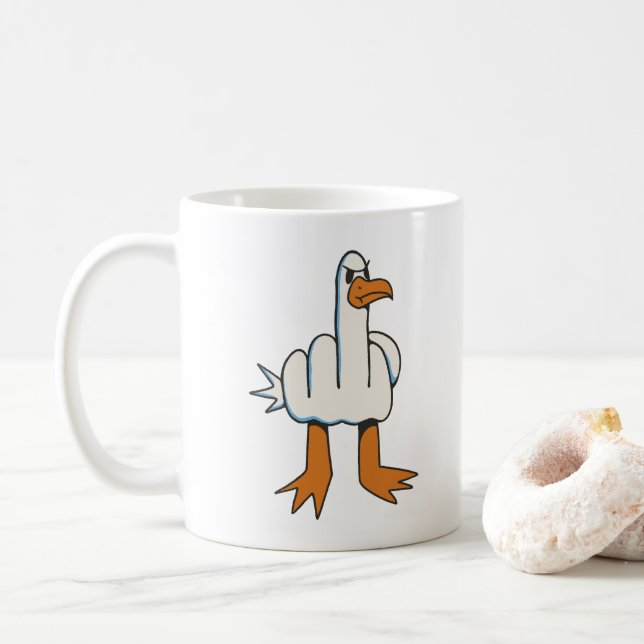SEAGULL MIT MITTELFINGERKÖRPER KAFFEETASSE (Mit Donut)