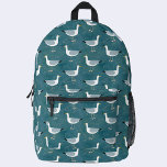 Seagull Nautical Bedruckter Rucksack<br><div class="desc">Eine Herde von frechen Möwen auf einem aquamarinen grünen Hintergrund. Originelle Kunst von Nic Squirrell.</div>