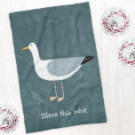 Seagull Nautical Geschirrtuch<br><div class="desc">Eine vom Ozean stehende, seichte Möwe. Ideal für diejenigen, die Liebe freche Vögel und die Küste. Im Text steht "Dieses Nest segne", kann aber entfernt oder geändert werden, um weiter personalisiert zu werden.</div>
