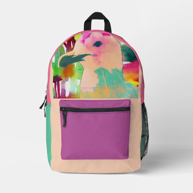 Seagull Pink Bedruckter Rucksack (Vorderseite)