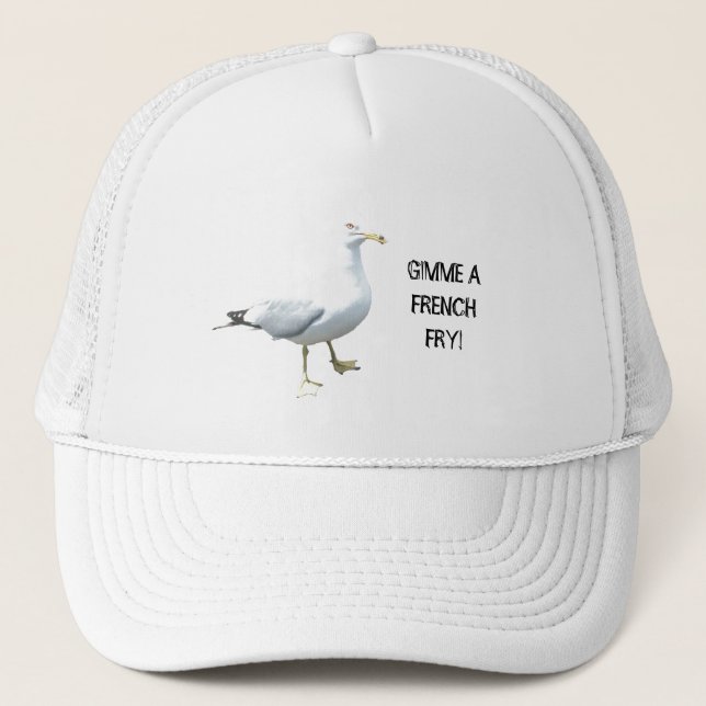 Seagull says Gimme a French Fry 2 Trucker Hat Truckerkappe (Vorderseite)