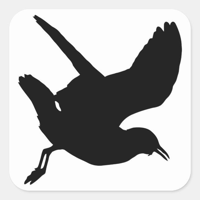 Seagull-Silhouette Quadratischer Aufkleber (Vorderseite)