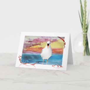 Seagull sing Happy Birthday Card Karte