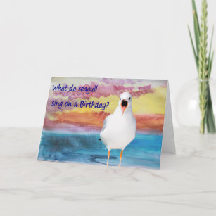 Seagull sing Happy Birthday Card Karte