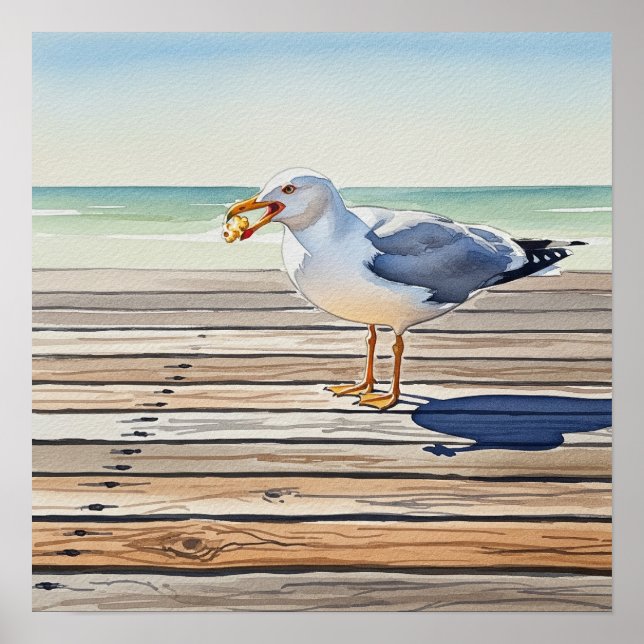Seagull Stealing Popcorn Poster (Vorne)