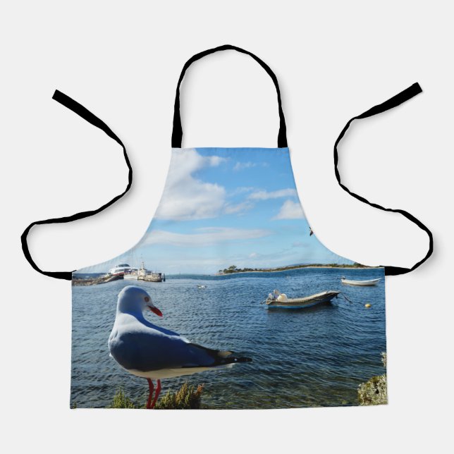 Seagull und Boote auf dem Ozean, Kinder vollwertig Schürze (Vorderseite)