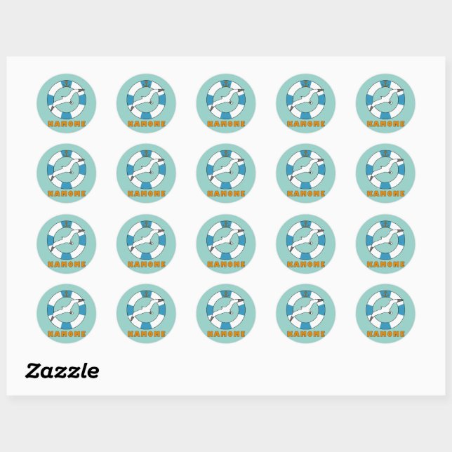 Seagull und Swim Ring Light Blue Runder Aufkleber (Blatt)