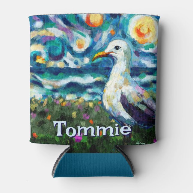 Seagull Van Gogh Style Beach Personalisiert Dosenkühler (Vorderseite)