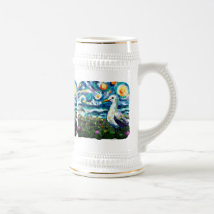 Seagull Van Gogh Style Beach Sky Blue Aquamarin Bierglas