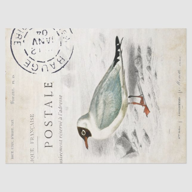 Seagull Vintage französische Postmark Decoupage Seidenpapier (Vorderseite)