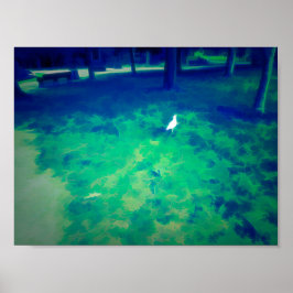 Seagull-Walking auf Grasflüssigkeitseffekt Poster