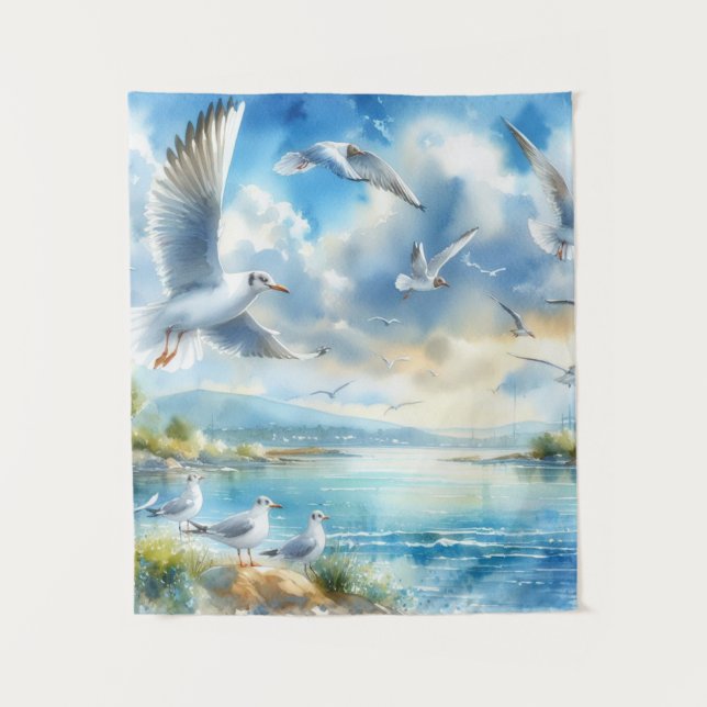 Seagull Wasserfarbenlackierung Wandteppich (Vorderseite)