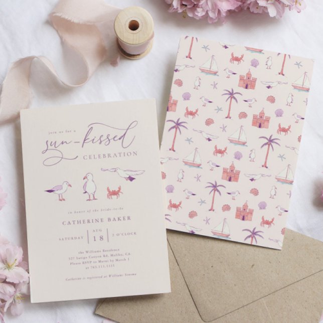 Seagulls Beach Sun Kissed Bridal Shower Invitation (Créateur téléchargé)
