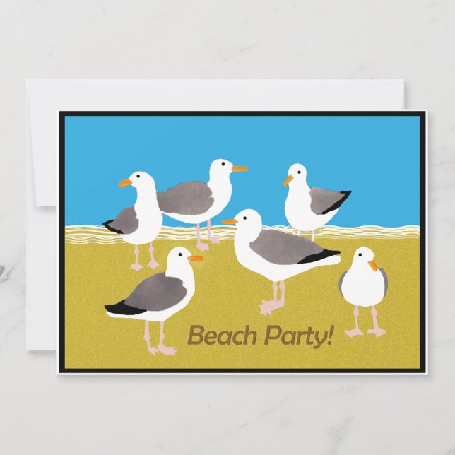 Seagulls-Gang im Beach-Party Einladung (Vorderseite)