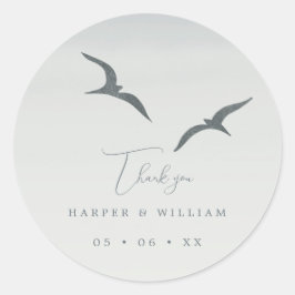 Seagulls graue Hochzeit danke Runder Aufkleber
