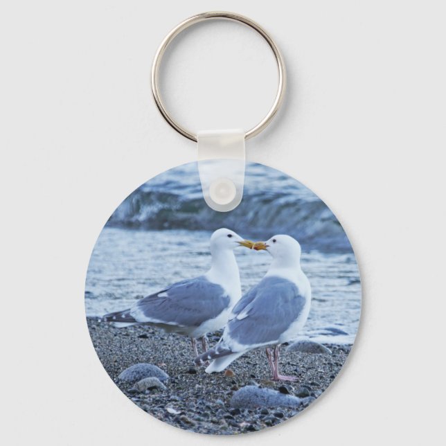 Seagulls Küssen auf dem Beach Foto Schlüsselanhänger (Vorderseite)