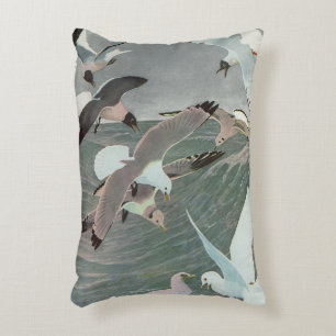 Seagulls Over Ocean Waves von Louis Agassiz Futes Dekokissen