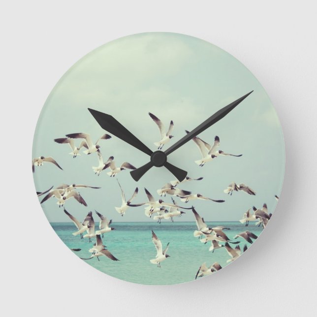Seagulls Runde Wanduhr (Vorderseite)