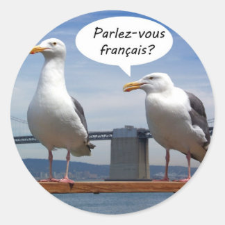 Seagulls sprechen Französisch Runder Aufkleber