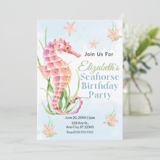Seahorse Birthday Invitation Einladung