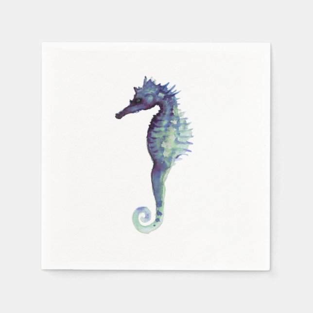 Seahorse blanc serviettes en papier décoratif viol (Devant)