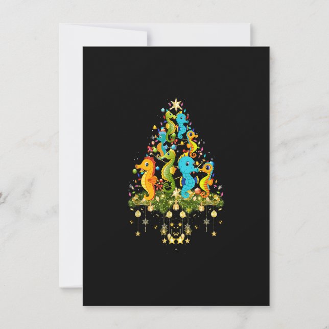 Seahorse Christmas Tree Lights Holiday Seahorse Lo Einladung (Vorderseite)