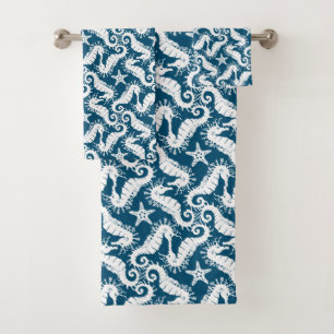 Seahorse et Starfish - Motif Vie marine bleue
