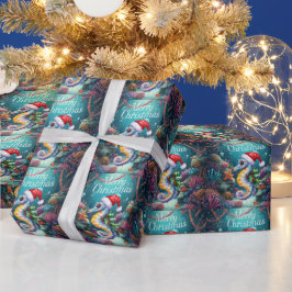 Seahorse  fish Under the Sea Christmas Party  Geschenkpapier