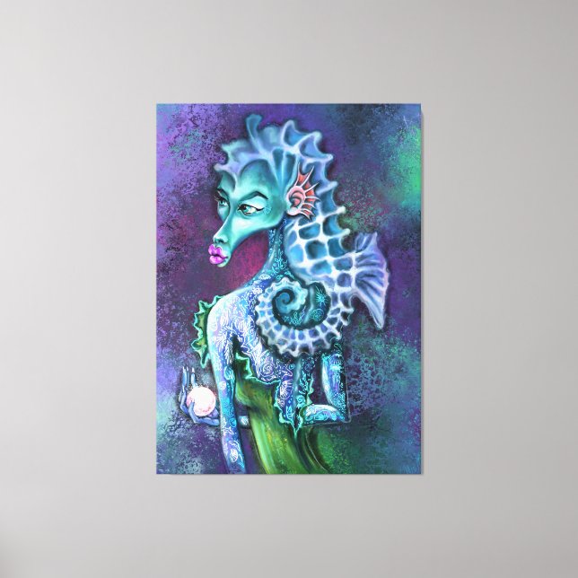 Seahorse Lady Imaginaire toile Imprimer - Peinture (Recto)