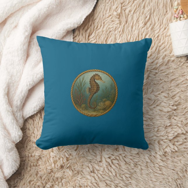 Seahorse Ocean Blue Pillows Kissen (Decke)