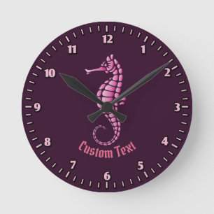 Seahorse Pink Runde Wanduhr