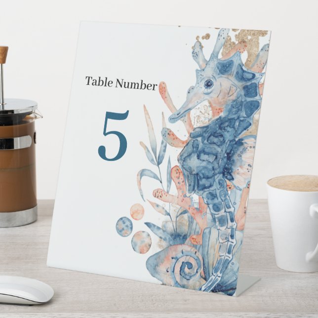Seahorse shell under the sea baby boy shower  sockelschild (In Situ)