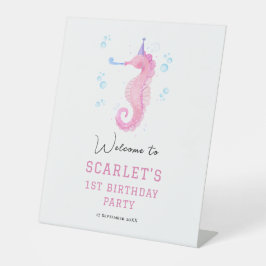 Seahorse Under the sea first birthday tabletop Sockelschild