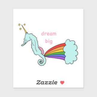 seahorse unicorn rêve gros autocollant