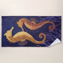 Seahorses Illustration – Elegant Ocean Art Strandtuch