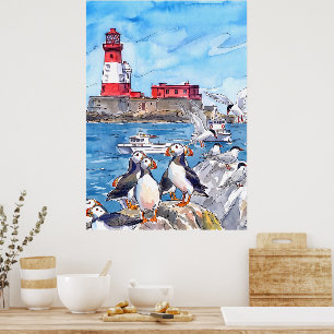 Seahouses Northumberland Papageientaucher Longston Poster
